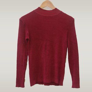 Maroon Knit Mock Neck